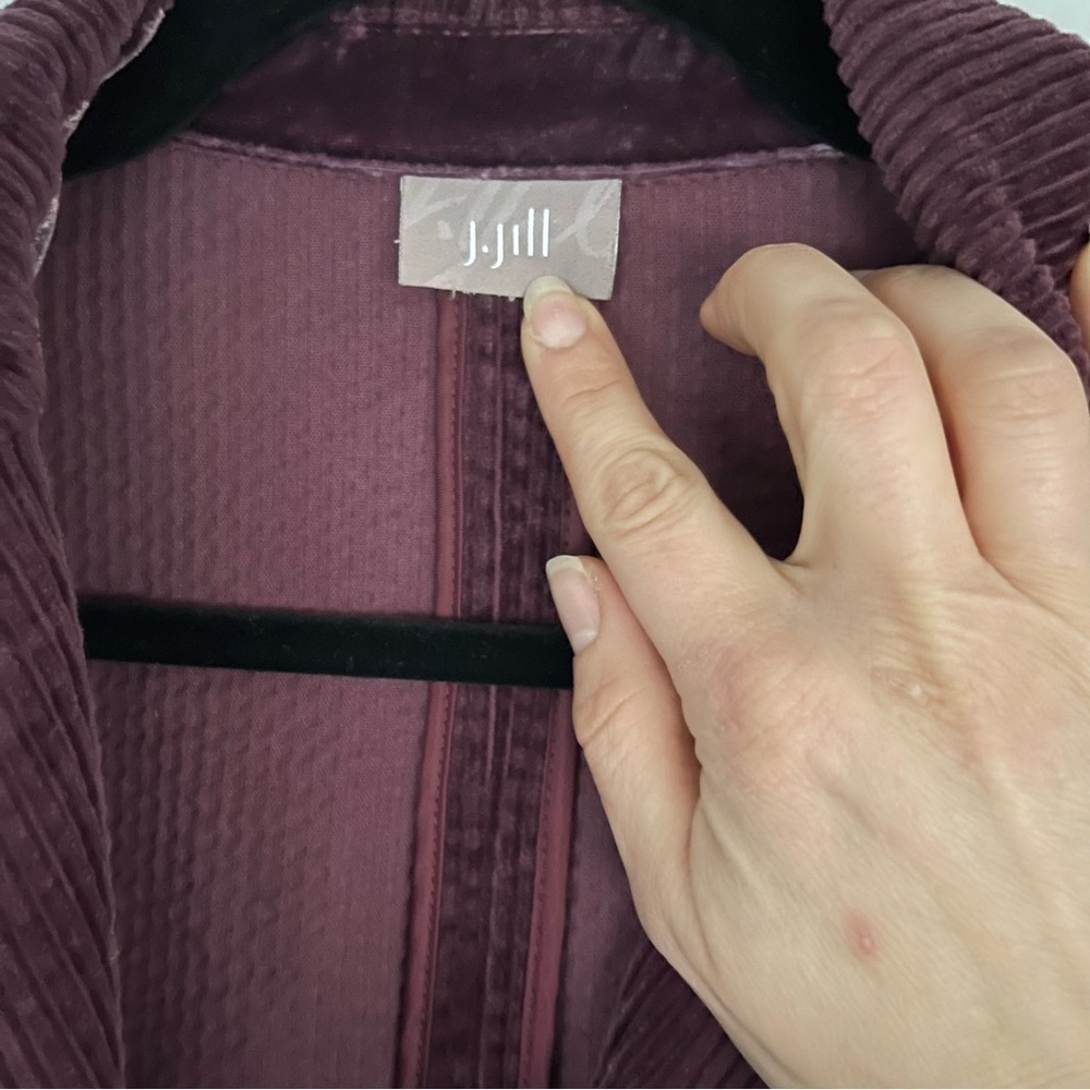 J. Jill Wide Wale Corduroy Velvet Trip Chore Jacket Coat Purple Plum Shacket - Picture 6 of 13